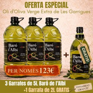 promoció oli 3 garrafes més dos litres gratis